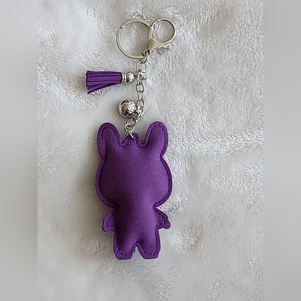 Labubu Purple Rhinestone Keychain Bag Charm - Picture 3 of 3